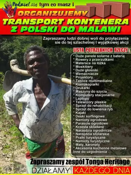 plakat co potrzeba do malawi