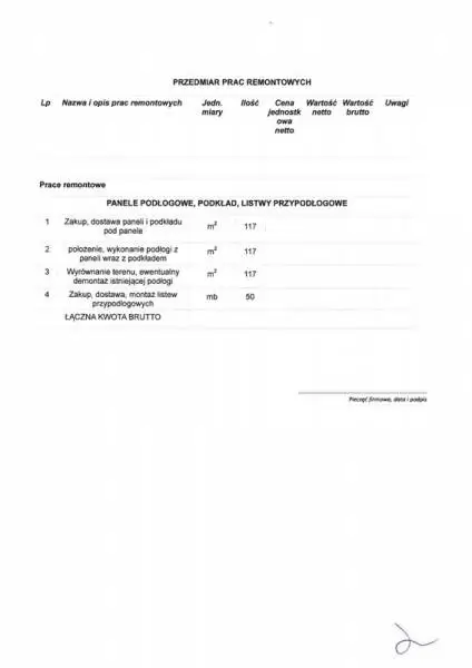 zapytanie ofertowe podloga w przedmosciu 5