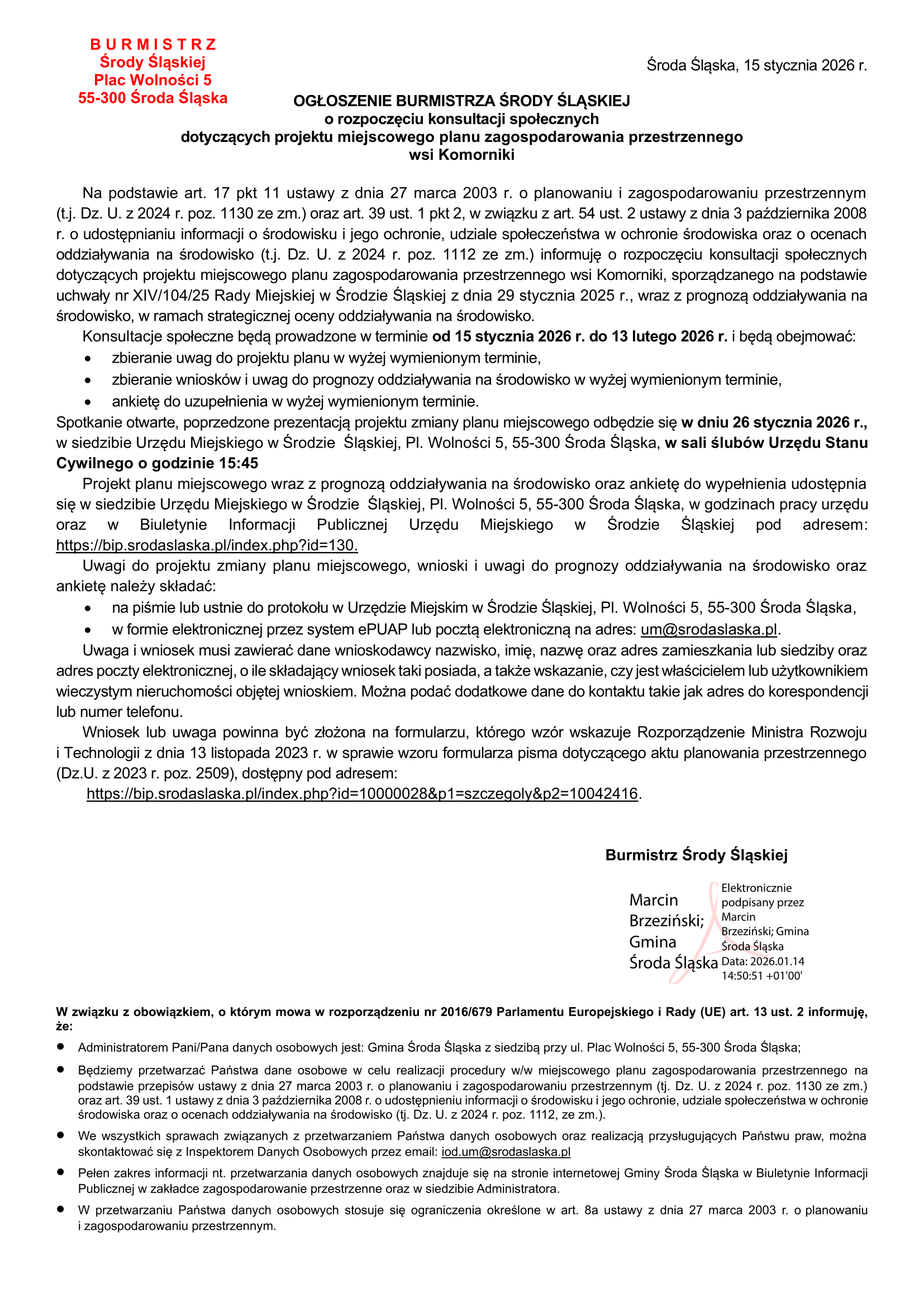 ogloszenie burmistrza srody slaskiej konsultacje spoleczne komorniki 1