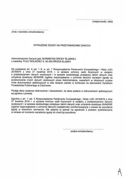 Ogłoszenie o konkursie na stanowisko dyrektora Przedszkola Publicznego w Ciechowie 7