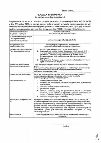 Ogłoszenie o konkursie na stanowisko dyrektora Przedszkola Publicznego w Szczepanowie 8