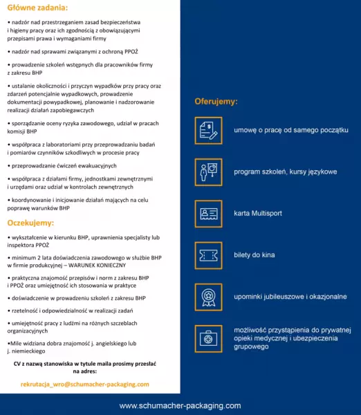 schumacher ogloszenie o prace specjalista ds. bhp i ppoz