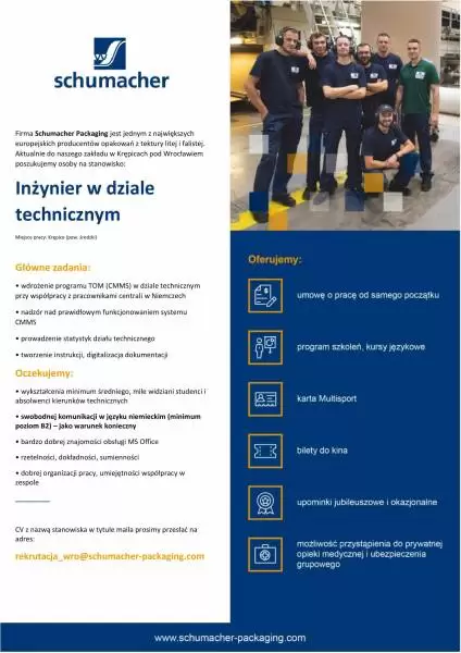 schumacher ogloszenie o prace wersja inzynier w dziale technicznym 1