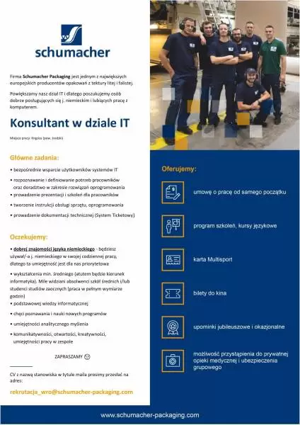 schumacher ogloszenie o prace wersja konsultant w dziale it 06.2022 1