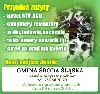 Zbiórka elektrośmieci na terenie Gminy Środa Śląska