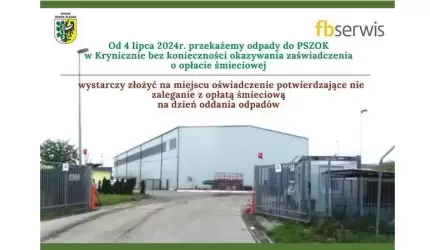Przekazywanie odpadów do PSZOK w Krynicznie bez okazywania zaświadczenia!