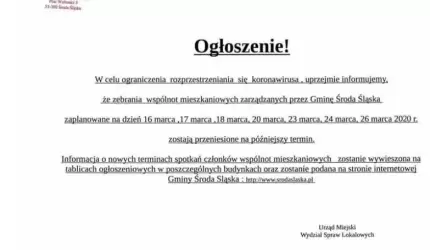 Zebrania wspólnot mieszkaniowych odwołane