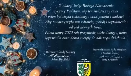 Serdeczne życzenia świąteczno-noworoczne składają Burmistrz i Przewodniczący Rady Miejskiej