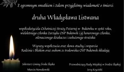Kondolencje z powodu śmierci druha Władysława Listwana