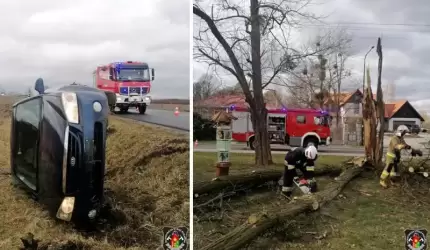 Na pomoc osobie pod respiratorem, wypadek, orkan narobił szkód... [raport strażaków]