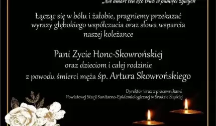 Kondolencje dla Pani Zyty Honc-Skowrońskiej