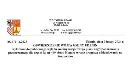 Obwieszczenie Wójta Gminy Udanin