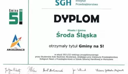 Środa Śląska z tytułem „Gminy na 5!”