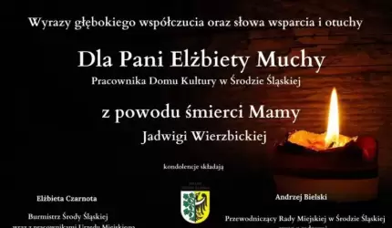 Kondolencje dla Pani Elżbiety Muchy
