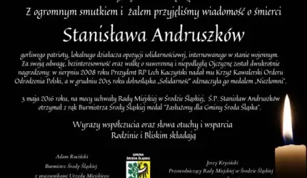 Kondolencje z powodu śmierci Pana Stanisława Andruszków