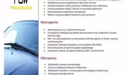 Praca w firmie PGW dla technika ds. jakości
