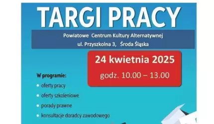 Zapraszamy na powiatowe Targi Pracy w Środzie Śląskiej