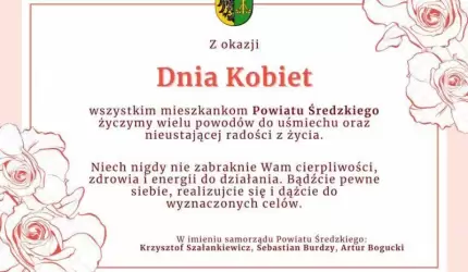 Najserdeczniejsze życzenia dla mieszkanek Powiatu Średzkiego
