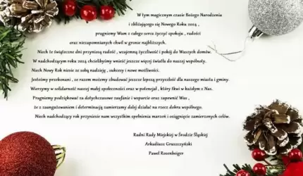 Wesołych Świąt i Szczęśliwego Nowego Roku życzą radni - Arkadiusz Gruszczyński i Paweł Rosenbeiger
