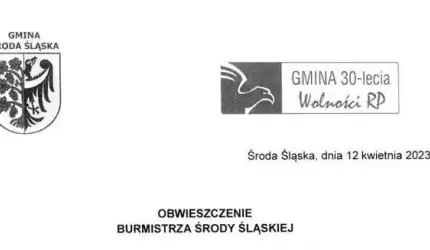 Obwieszczenie Burmistrza Środy Śląskiej