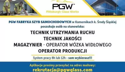 Praca w PGW Fabryce Szyb Samochodowych