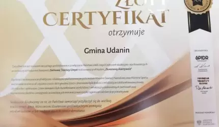 Złoty certyfikat dla gminy Udanin i wójta Wojciecha Płaziuka