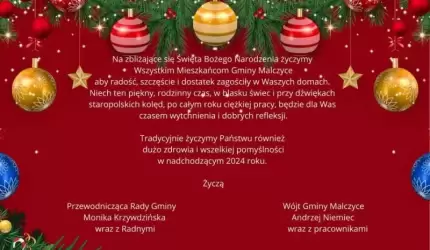 Życzenia świąteczne dla Mieszkańców Gminy Malczyce