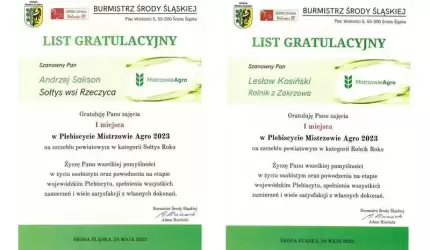 Sołtys Rzeczycy i Rolnik z Zakrzowa laureatami plebiscytu „Mistrzowie Agro 2023”