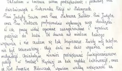 Podziękowania dla dzielnicowych Posterunku Policji w Malczycach