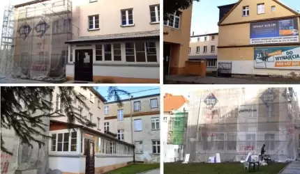 Trwa remont elewacji budynku PZS nr 1. Niedługo zamiast reklam będzie mural