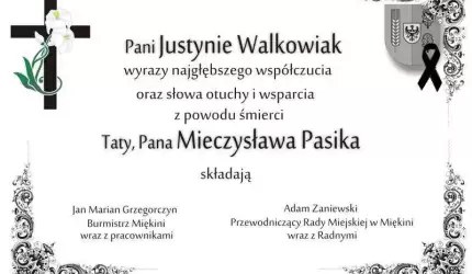 Kondolencje dla Pani Justyny Walkowiak