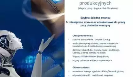 Praca dla Operatora maszyn produkcyjnych