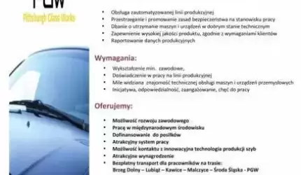 Praca dla operatora produkcji w firmie PGW