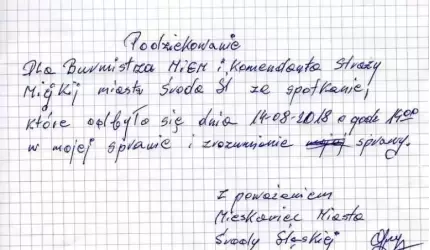 Mieszkaniec Środy Śląskiej dziękuje