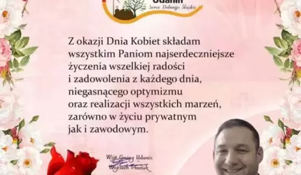 Serdeczne życzenia z okazji Dnia Kobiet składa Wójt Gminy Udanin