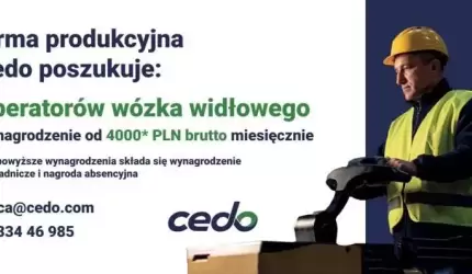Firma Cedo poszukuje Operatorów wózka widłowego