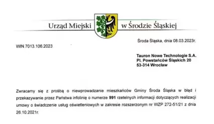 Gmina interweniuje do Tauronu ws. serwisowania lamp